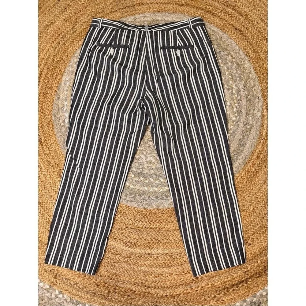 Banana Republic Avery Black White Vertical Stripe Chinos Pants Womens 10 Petite